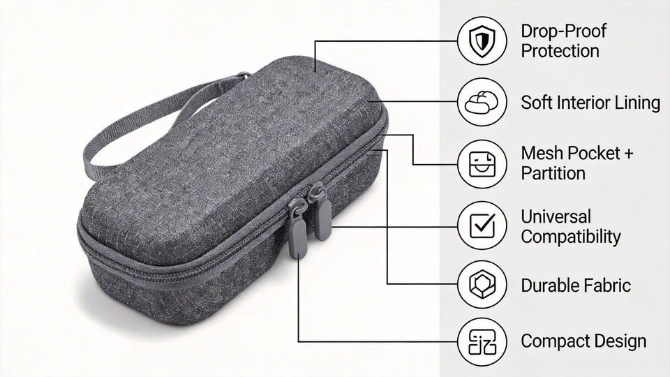 SGG VAULT — SGG smart glasses hard shell case — main product, zip case with foam interior — SmartGlass Gear