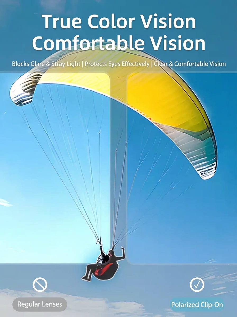 SGG Rokid SunClip front product view showing polarized clip-on sunglasses for Rokid Glasses — SmartGlass Gear