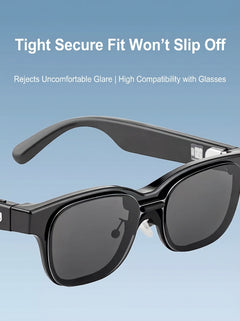SGG Rokid SunClip tight secure fit detail on Rokid Glasses temple area — SmartGlass Gear