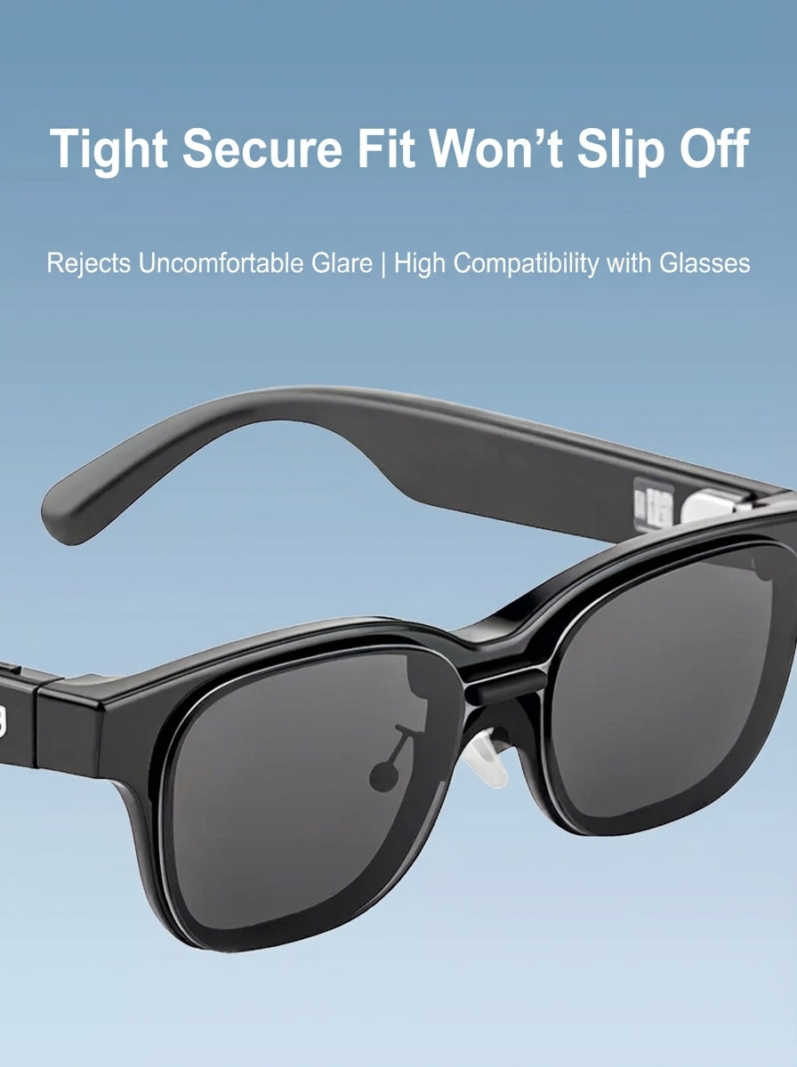 SGG Rokid SunClip front product view showing polarized clip-on sunglasses for Rokid Glasses — SmartGlass Gear