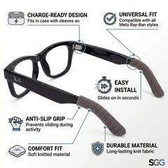 SGG SLEEVE — Knitted temple sleeve covers — benefits: grip, comfort, 3 pairs, fits smart glasses — SmartGlass Gear