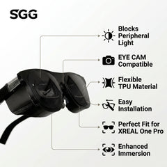 SGG SHADE One — XREAL One light blocker — key benefits: glare reduction, fit, indoor and outdoor use — SmartGlass Gear