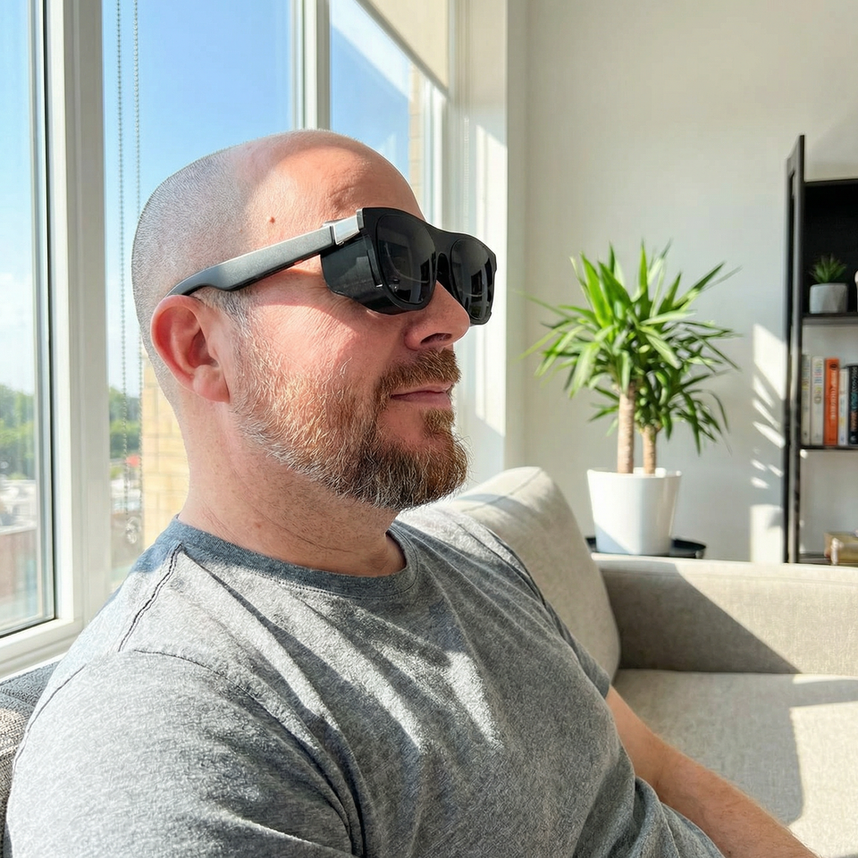 SGG SHADE One — XREAL One with light blocker — bright outdoor use, improved screen readability — SmartGlass Gear