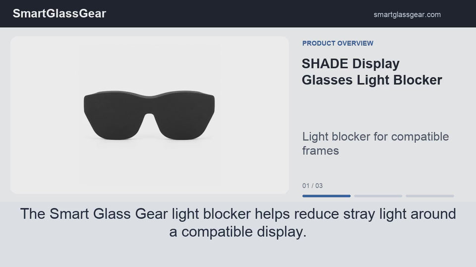 SmartGlassGear SmartGlassGear SHADE Display Glasses Light Blocker product overview with English narration and captions