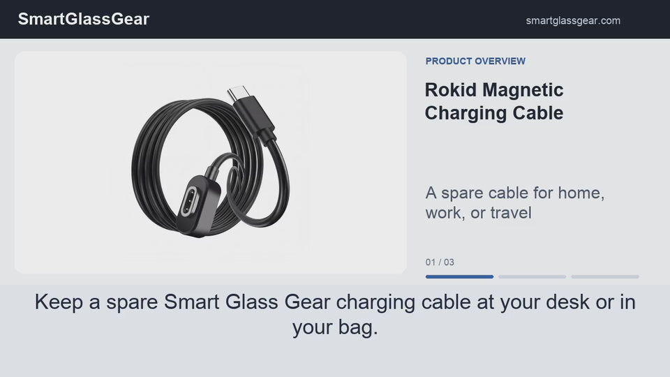 SmartGlassGear Rokid Magnetic Charging Cable product overview with English narration and captions