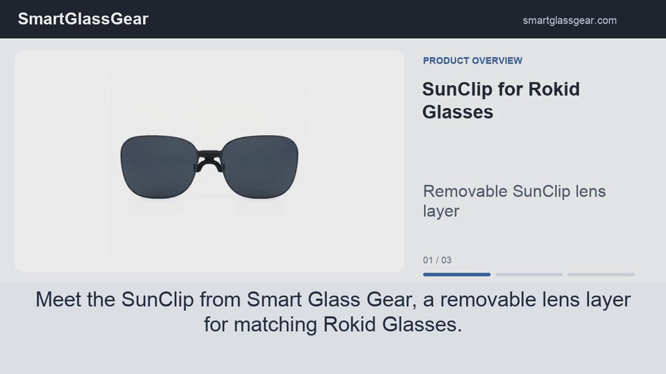 SmartGlassGear SunClip for Rokid Glasses product overview with English narration and captions