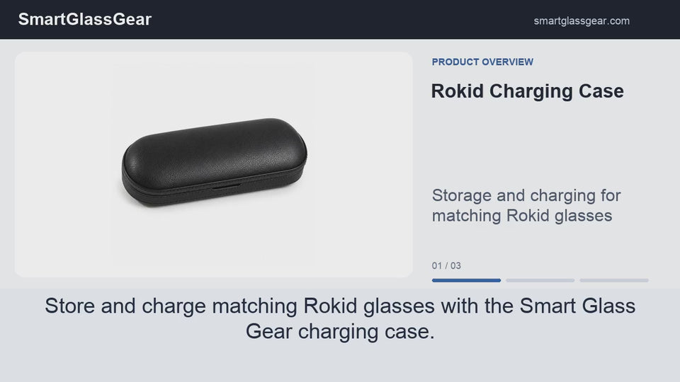 SmartGlassGear Rokid Charging Case product overview with English narration and captions