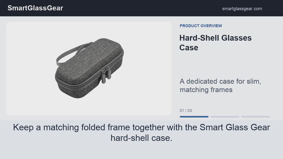 SmartGlassGear Hard-Shell Glasses Case product overview with English narration and captions