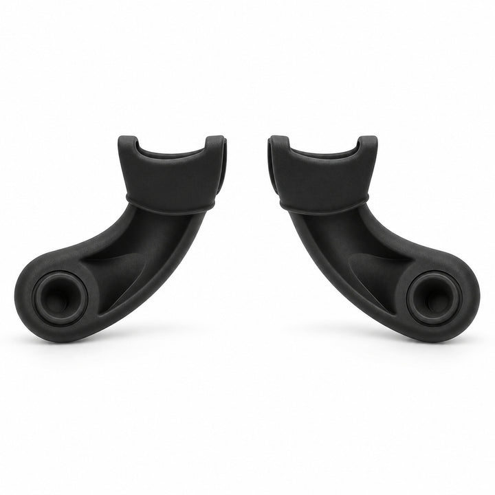 Two silicone sound-guide accessories shown alone on white.