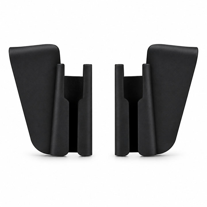 Two black side light-shield accessories shown alone on white.