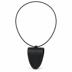 Black magnetic leather glasses-holder necklace and black cord; glasses not included.