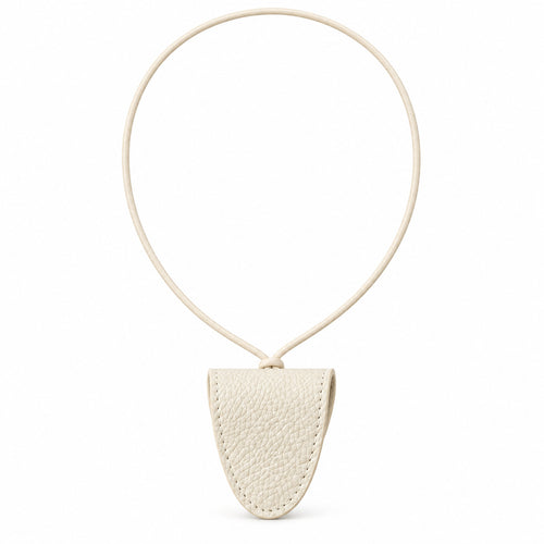 White magnetic leather glasses-holder necklace and ivory cord; glasses not included.