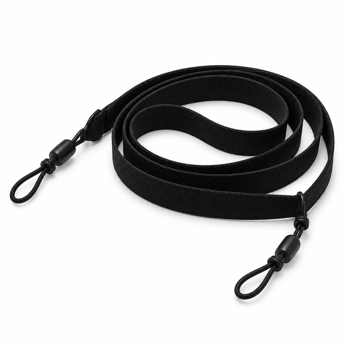 Black support strap with its attachment loops shown alone; glasses not included.