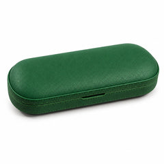 Green closed charging case shown alone; glasses not included.