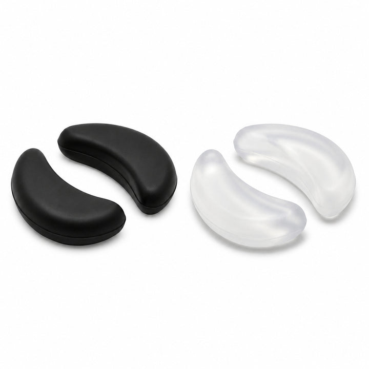 Two pairs of silicone replacement nose pads, Black and translucent White, four pieces.